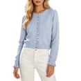 thumbnail image 2 of Vmvidoty 2026 Womens Cropped Cardigan Sweaters Trendy Lightweight Shrugs Button Up Long Sleeve Knit Tops Light Blue S, 2 of 7