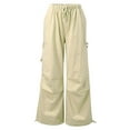 thumbnail image 4 of qolati Cargo Pants Women High Waisted Straight Wide Leg Joggers Pants Y2k Baggy Elastic Waist Drawstring Streetwear Sweatpants with Pockets, 4 of 4