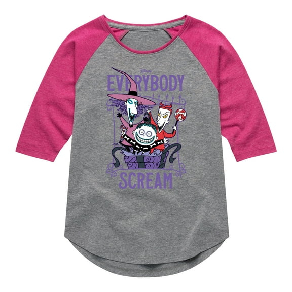 The Nightmare Before Christmas - Everybody Scream - Toddler And Youth Girls Raglan Graphic T-Shirt