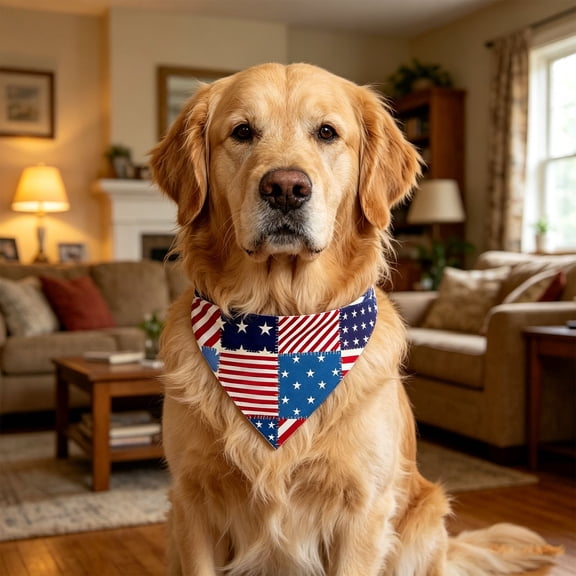 Miwamany Independence Day Pet Bandana, Patriotic Print Dog Scarf Triangle, 4th of July Decoration Accessories for Small Medium Large Dogs Cats