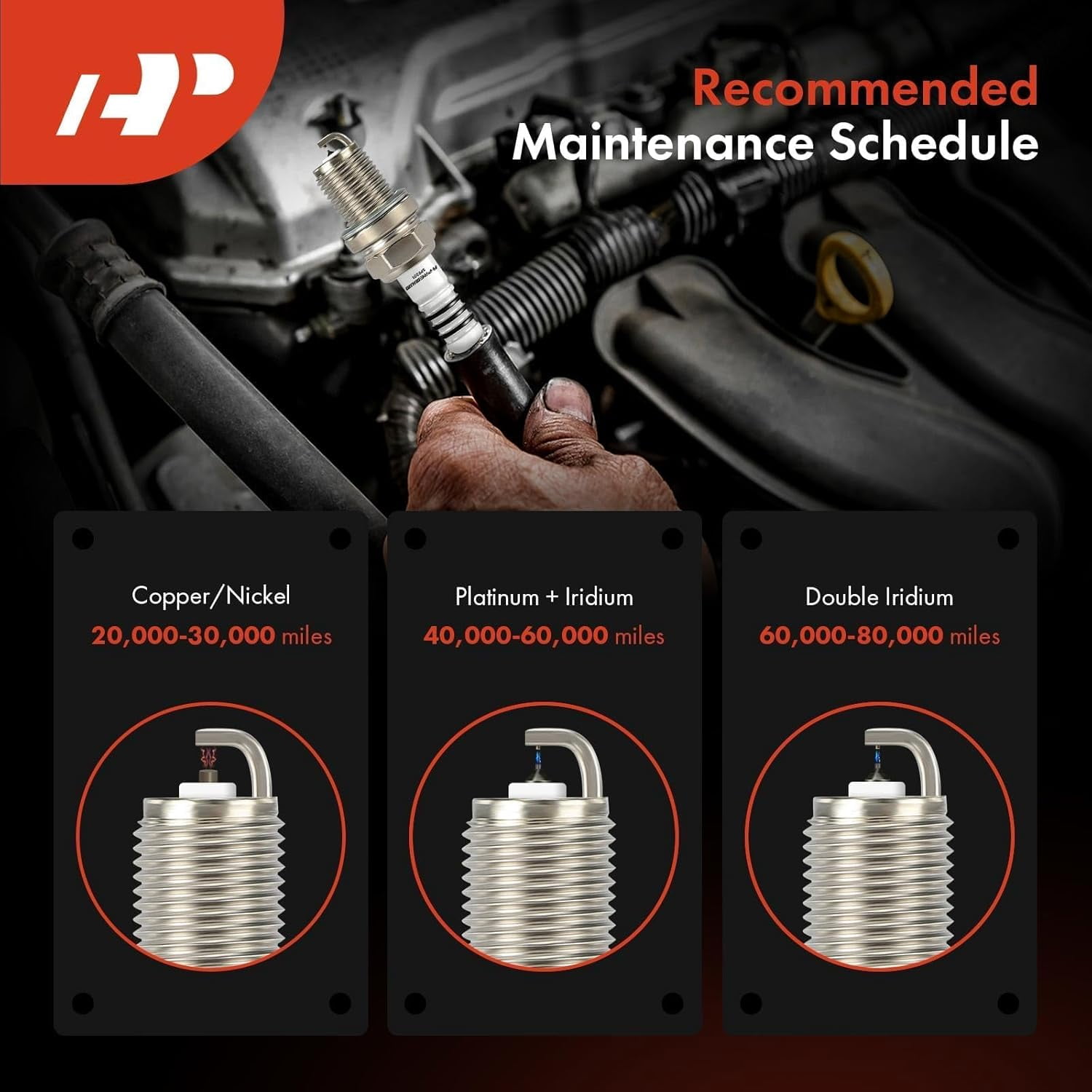 A-Premium Double Iridium Spark Plugs Compatible with Nissan Altima 2013-2018, Rogue 2014-2020, 2.5L, Pack of 4