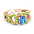thumbnail image 3 of 2.50 Carat Beautiful Round Cut Blue Topaz & Peridot Gemstone Anniversary Ring for her Solid 18K Rose Gold Size 3 by Diamond-Capitals, 3 of 8