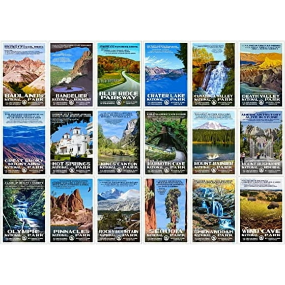 National Park Posters Series B National Park Postcards Collection, 4" x 6" 100% Recycled Paper Postcards From Around the World