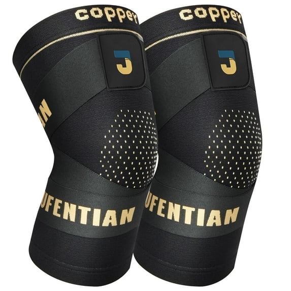 JIUFENTIAN Copper Knee Brace with Straps Compression Knee Support Sleeves for Women Men Arthritis Knee Pain Relief,Working, Running, Weightlifting
