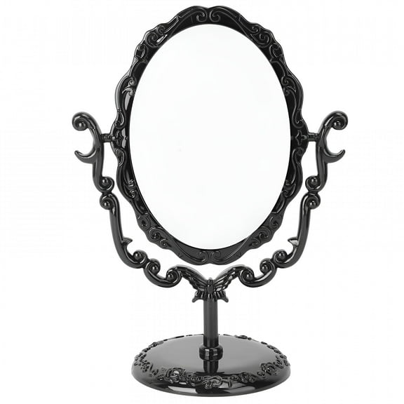 LAMIRO Desktop Table Rotating Gothic Mirror Vintage Mirror Cosmetic Makeup Mirror Side (Black)