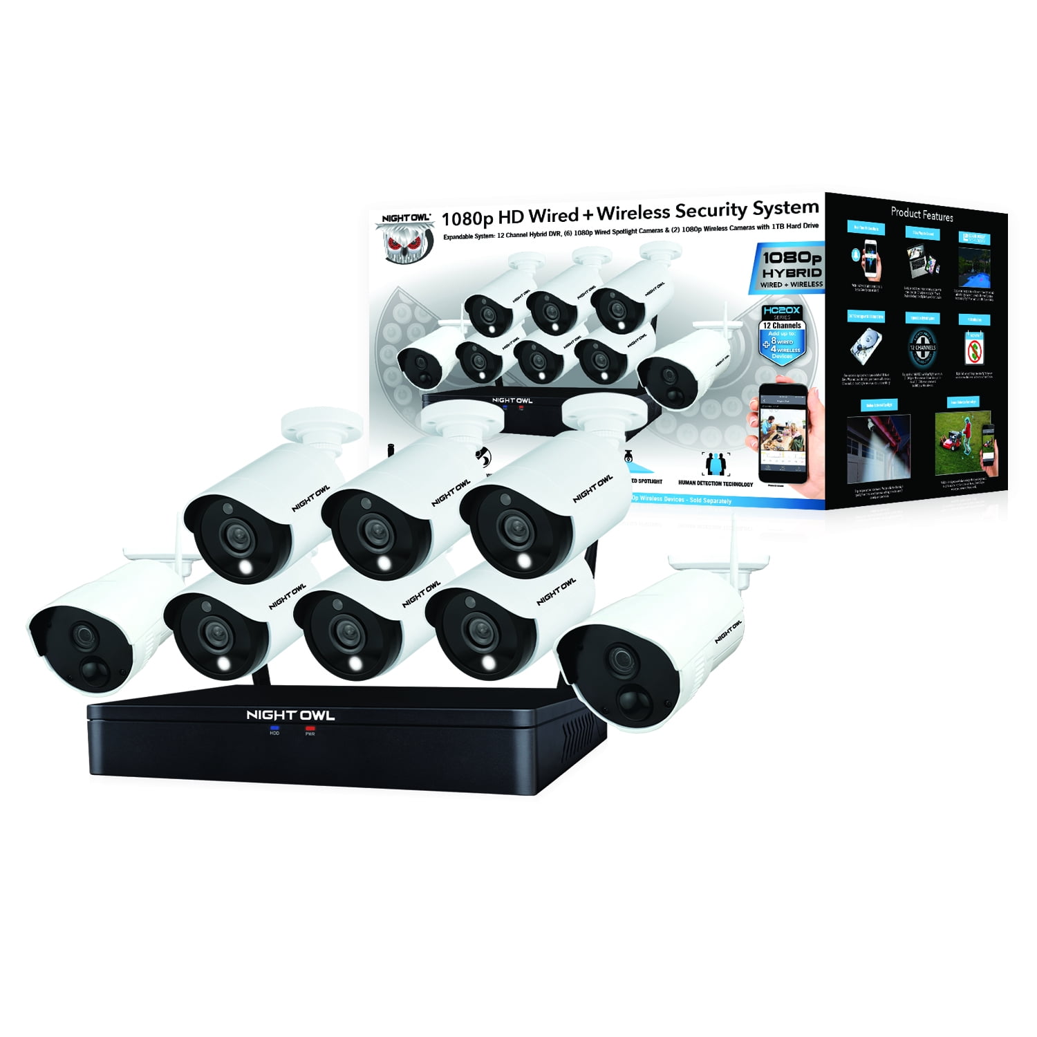 Night Owl 1080p HD 20 Channel Security System with 10/1080p Wired + 2