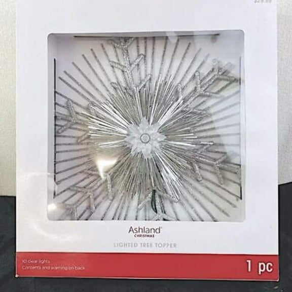 Lighted Tree Topper 10 Clear Lights Silver Ashland Christmas