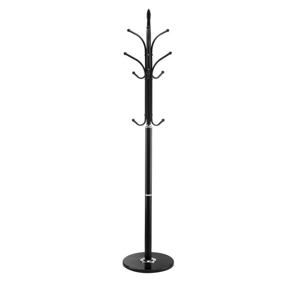 KFFKFF Coat Rack Freestanding, Coats Tree Stand with Stable Marble Base & 6 Hooks, Free Standing Hall Coat Rack for Entryway, Bedroom, Office, Living Room
