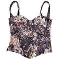 thumbnail image 5 of Floral Bustier Tops Spaghetti Straps Slim Fit Boned Waist Cincher Trendy Party Club Night Out Shapewear Purple S, 5 of 9