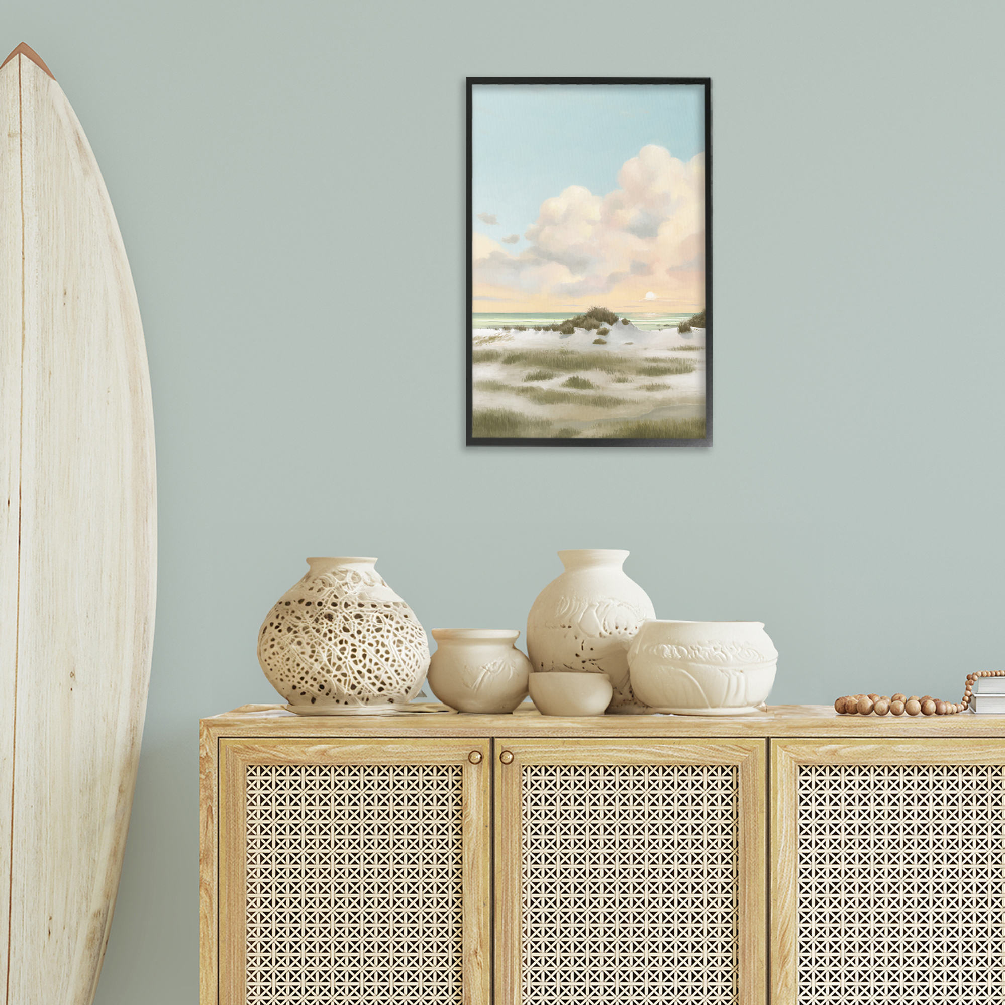 Stupell Industries Land & Sea Painting Landscape Painting Black Framed Art Print Wall Art, 16 x 24