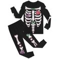 thumbnail image 1 of Pijama de esqueleto que brilla en la oscuridad, disfraz de Halloween para niños, a rayas, a cuadros, con luz nocturna, varios tamaños, 1 of 5