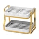 thumbnail image 4 of Organizador de encimera de cocina de 2 niveles con bandeja de drenaje y escurridor de vasos de vidrio Blanco, 4 of 9