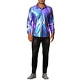 thumbnail image 2 of Camisas holográficas INSPIRE CHIC para hombres, camiseta de manga larga metálica, camisa de disco brillante, 2XL azul, 2 of 5