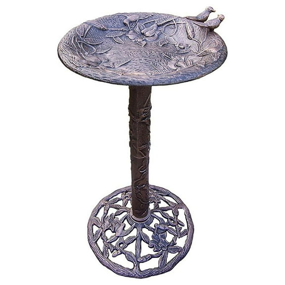 Outdoor Living and Style 32" Black Contemporary Hand Cast Hummingbird Bird Bath