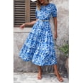 thumbnail image 3 of Vestido Floral Boho Midi con Mangas Abullonadas Azul - Talla L PRETTYGARDEN, 3 of 7