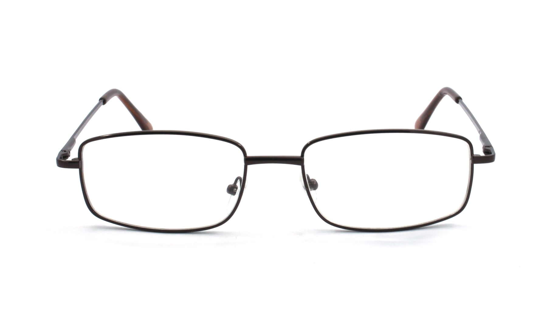 EYE ZOOM 5 Pack Unisex Rectangular Metal Reading Glasses with Spring Hinge, Brown, +350