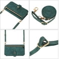 thumbnail image 5 of Crossbody Wallet Case for iPhone SE3 5G/iPhone 7/iPhone 8/iPhone SE2, 9 Card Slots Adjustable Crossbody Zipper Cover Detachable Lanyard Strap Flip Case with Hand Strap Kickstand Case - Green, 5 of 14