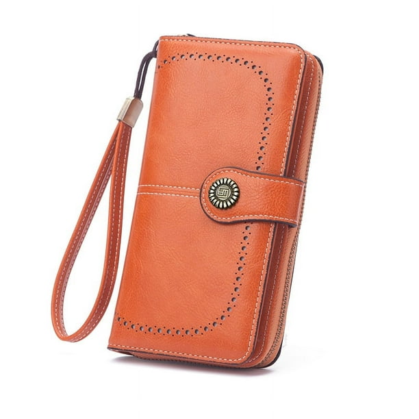 Cartera de mujer con cremallera, cartera larga, cartera, moda europea y americana, bolso de mano de gran capacidad