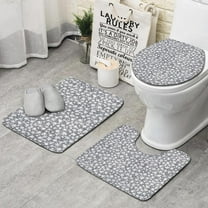 Gray Christmas Snowflake Pattern Bathroom Rugs Sets 3 Piece,Toilet Cover Set,Absorbent Non Slip Bathroom Mats Sets with U-Shaped Contour Rug Toilet Rug Set