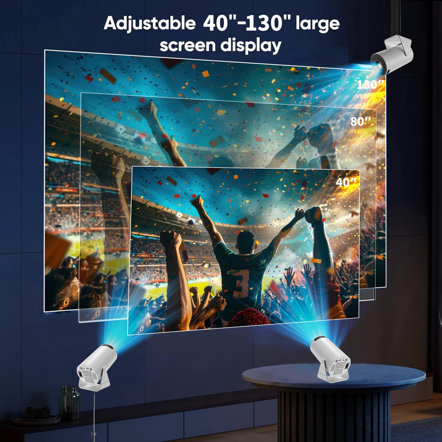 Mini Portable Projector with WiFi 6 and Bluetooth 5.0 Smart Projector 1080P Support Movie Projector 4K Decode Built-in Android 11.0 for Home Theater Compatible for Smartphone/Tablet/Laptop