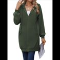 thumbnail image 1 of Sudadera con Capucha y Cremallera para Mujer, de Larga, de Forro Extragrande, Informal, con Bolsillo, para Otoño Verde Oscuro M, 1 of 8