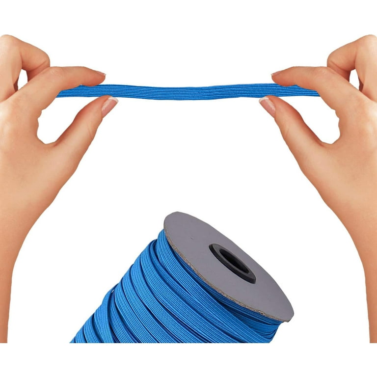 Trimming Shop 5mm Flat Elastic Cord Braided Stretch Strap Thin Elastic  String - Blue, 100mtr 