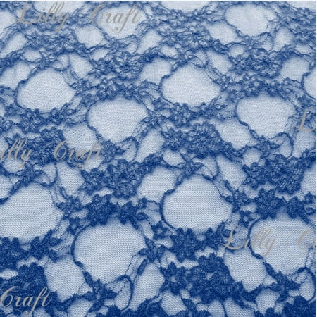 Navy Blue Giselle STRETCH Lace 58 Inch Fabric 5 Yard Bold