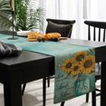 thumbnail image 4 of Vintage Sunflower Cotton Linen Table Runner 18 x 72 inch Teal Retro Summer Botanical Floral Non-slip Rectangular Dining Table Decor for Wedding Party Holiday Dinner, 4 of 8