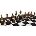 thumbnail image 5 of Egyptian Anubis Chess Set Gold  Silver Painted Men W/ 18" Faux Leather Board, 5 of 7