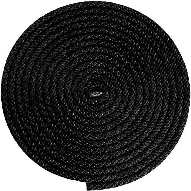 KCSD Solid Braid Dacron Polyester Rope - Moisture, Oil, UV, Rot Resistant  for Boating, Anchor, Towing, Mooring Lines, Antenna Guy Line (3/16 x  500ft, Black) Black 3/16 x 500ft 