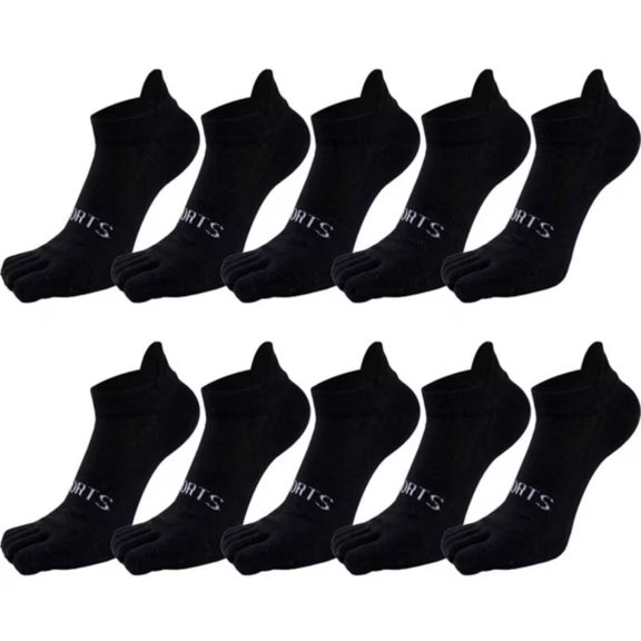 5 Pairs Five Finger Socks, Stretchy Wicking No Show Toe Socks, Breathable Comfortable Low Cut Men for Climbing, Walking, Running, Camping(Black)