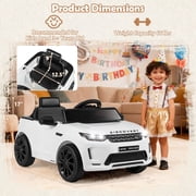 Costway 12V Licensed Land Rover Kids Ride on Car with Remote Control, LED Lights, Music, Horn White