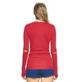 thumbnail image 3 of Expert Brand USA-Made Women's MoCA Cotton Blend V-Neck Long Sleeve, Scarlet, XS, 3 of 5