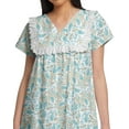 thumbnail image 3 of Moomaya Printed WoMen's Lace Neckline Nightdress Short Sleeve Nightwear, 3 of 5
