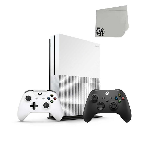 Pre-Owned Microsoft Xbox One S White 1TB Gaming Console with Carbon Black Controller Included BOLT AXTION Bundle Used