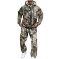 thumbnail image 3 of Nokdvo 2 Piece Camo Sweatsuits for Men Maple Leaf Print Camo Print Hoodie Sweatpants Set with Pocket Long Sleeve Outfits Fall Fashion Jogging Loose Casual Sweatshirts Tracksuits,Multicolor 2XL, 3 of 4