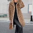 thumbnail image 2 of Women's Faux Fur Leopard Coat Winter Fall Lapel Collar FuzzyFur--Open Front Fleece Fur Jackets, 2 of 9
