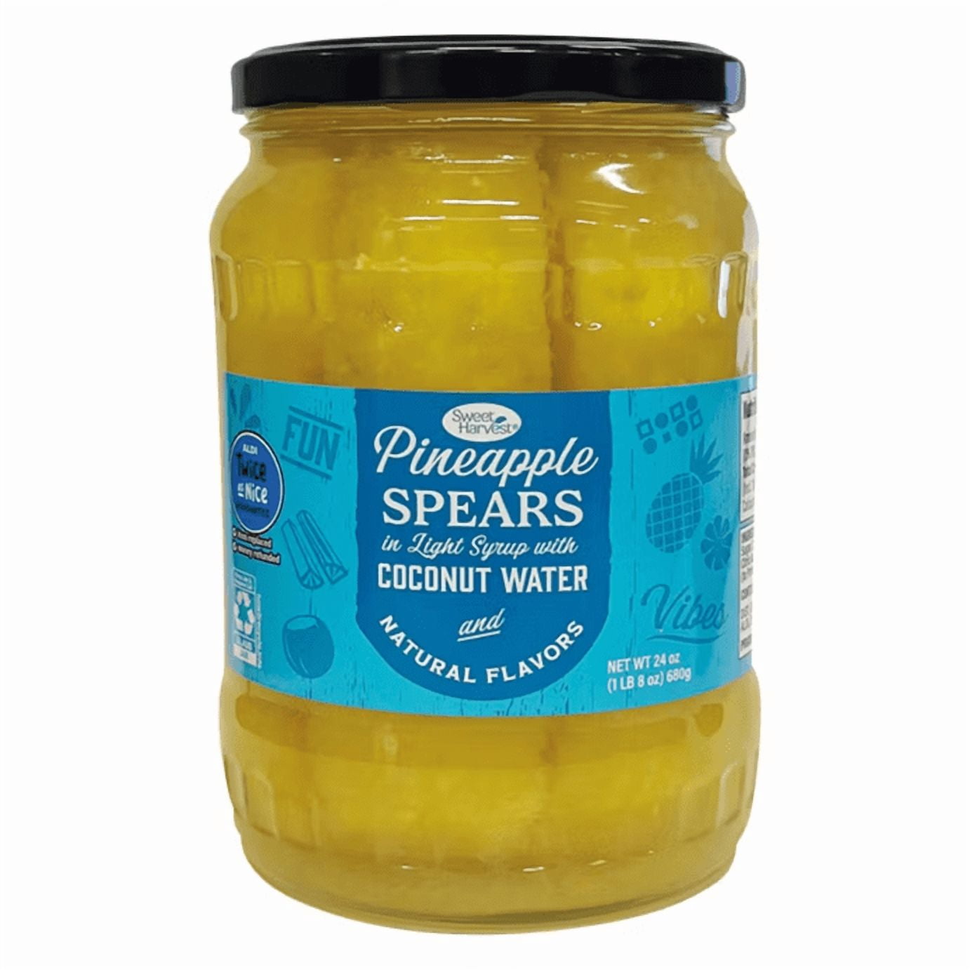 Sweet Harvest Pineapple Spears in Light Syrup with Coconut Water 2 Pack 24 oz