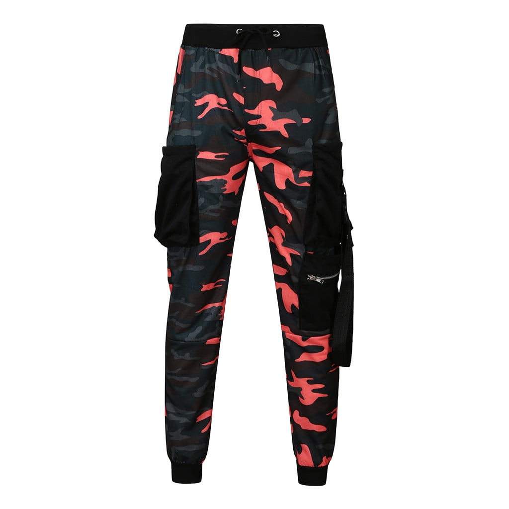Mens Pants Red Camouflage Men Multi Pocket Hip Hop Cargo Trousers  Streetwear Sweatpants Cotton Male Casual Fashion Loose Jogger Pant From  Weiquanlo 2328  DHgateCom