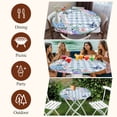 thumbnail image 7 of Watercolor Flowers Round Tablecloth, Fitted Table Cover with Elastic for 55"-60" Round Tables, Spring Floral Butterflies Blue Plaid Table Cloth Outdoor Indoor Dinning Party Waterproof Tablecloths, 7 of 7