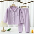 thumbnail image 3 of LUOGENLI Girls Pajamas Size 10-12 2 Pack New Children's Cotton Spring and Autumn Homewear Children Pajamas Coat and Pants Set Big Children Open Leisure 90, 3 of 4