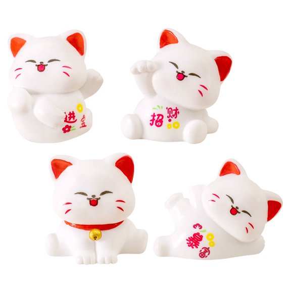 LOLIPPYY Cute Resin Cat Figurines Assorted Colors for Desk and Bookshelf 4Pcs