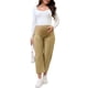 thumbnail image 2 of Pantalones de maternidad de algodón para mujer INSPIRE CHIC, con pliegues, sobre la barriga, rectos, con cintura elástica y bolsillo, para el embarazo, talla XL, color caqui, 2 of 6
