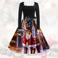 thumbnail image 5 of Vestido de Navidad Vintage de manga larga para mujer, cuello en V, estampado Floral, elegante, fiesta de Navidad, graduación, ropa de invierno, vestido Rockabilly, 5 of 5