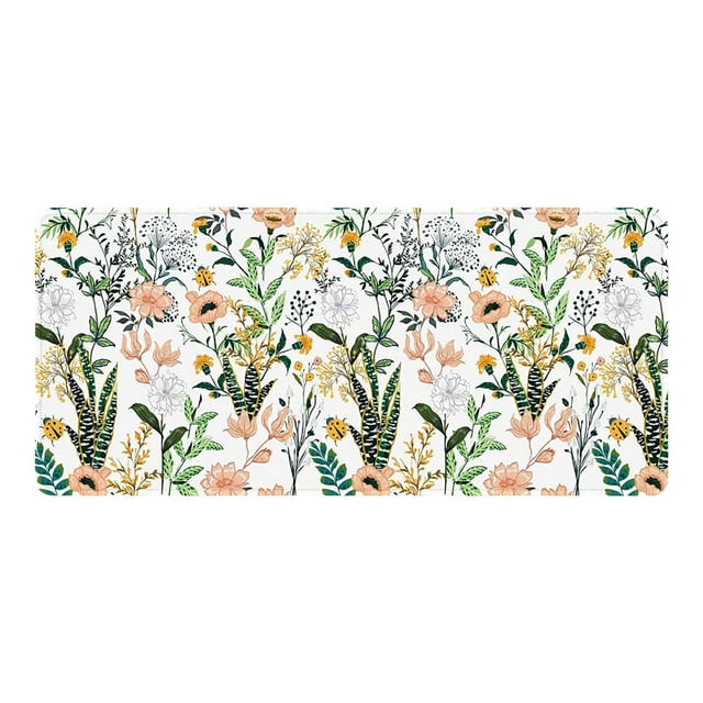 Large Pad Desk Mat with Leaf Print for Home Gaming and Study 400x900mm Rubber Keyboard Pad Home & Pad Nice Edge Thick Desk Mat Laptop Slip
