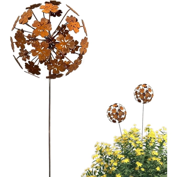 Decorative Garden Stakes – Rustic Adjustable Petals, Outdoor Ground Stakes for Fence, Patio, Lawn, Pathway, Landscape & Plant Pot(RL 1 PC)