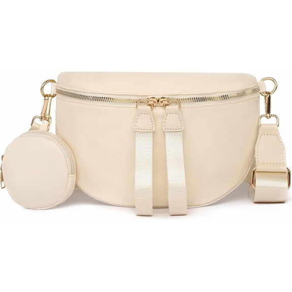 Kwuty Small Crossbody Sling Bag for Women Trendy - Fanny Packs Leather Chest Belt Bum Bag Anti Theft Purse for Travel