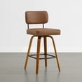 thumbnail image 6 of Spruce & Spring 26" Swivel Counter Bar Stool with Walnut Bentwood Frame Set of 2, Upholstered Back, Brown, 6 of 13