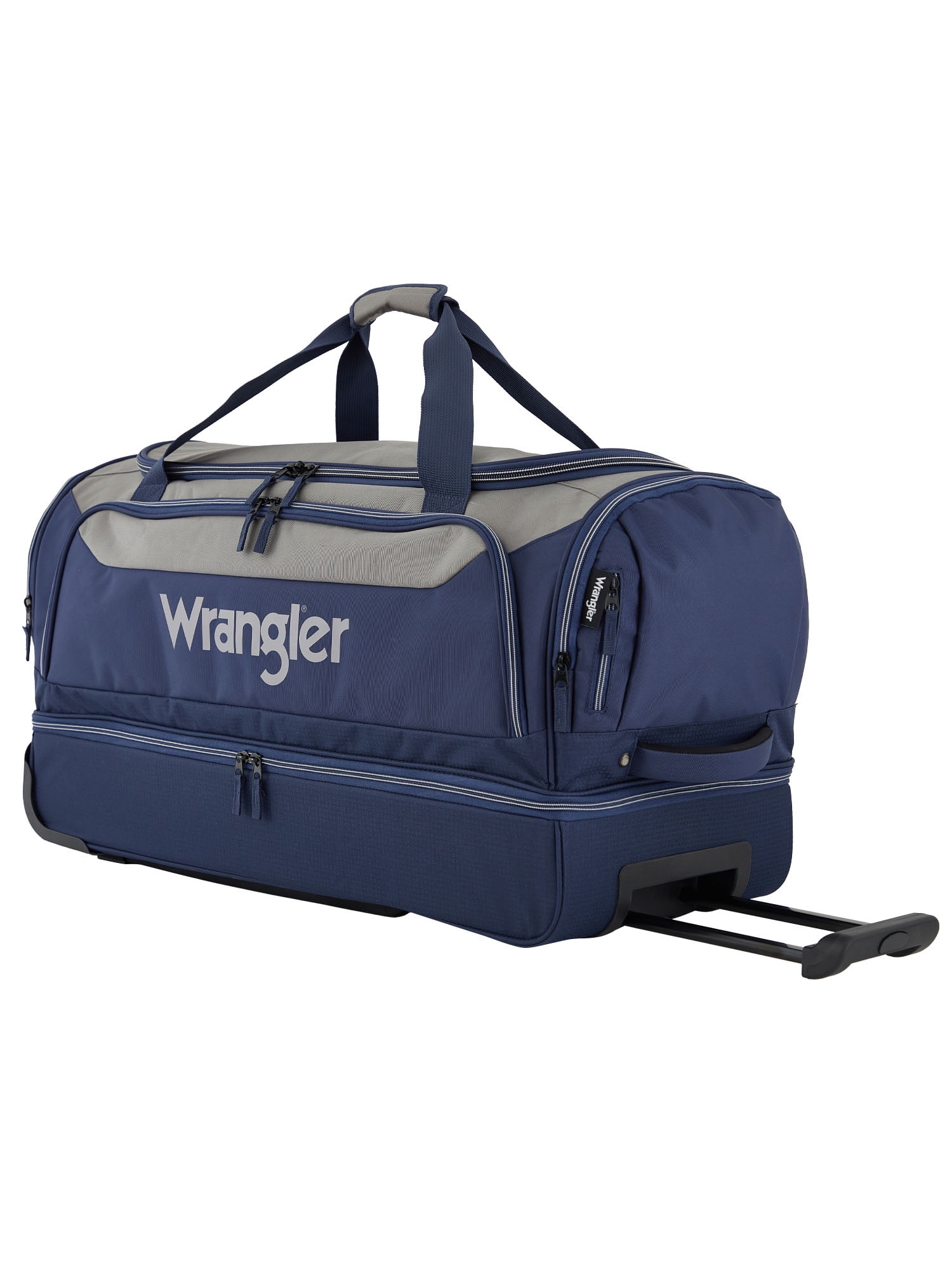 Wrangler 30" Drop-Bottom Rolling Duffel with Telescopic Handle - Navy Blue