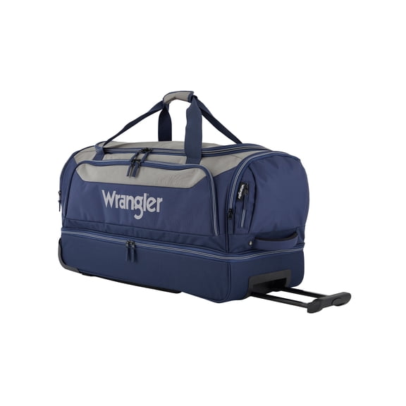 Wrangler Large 30" Drop-Bottom Rolling Travel Duffel - Navy Blue